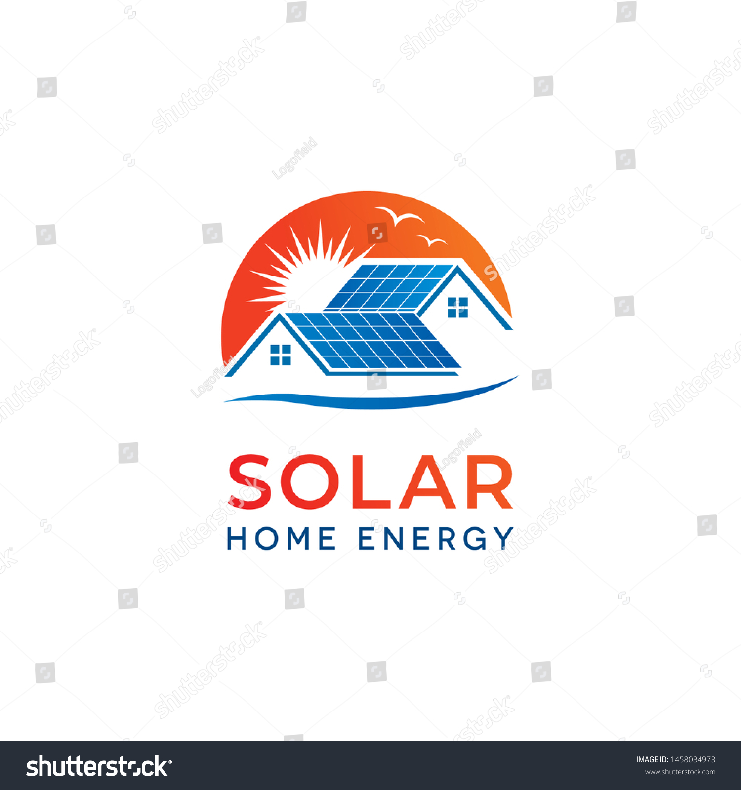 Modern Solar Energy Logo Design Home Stock Vector (Royalty Free ...