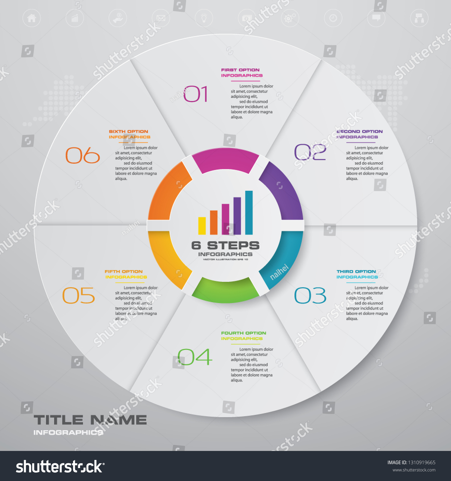 Modern 6 Steps Cycle Chart Infographics Stock Vector (Royalty Free ...