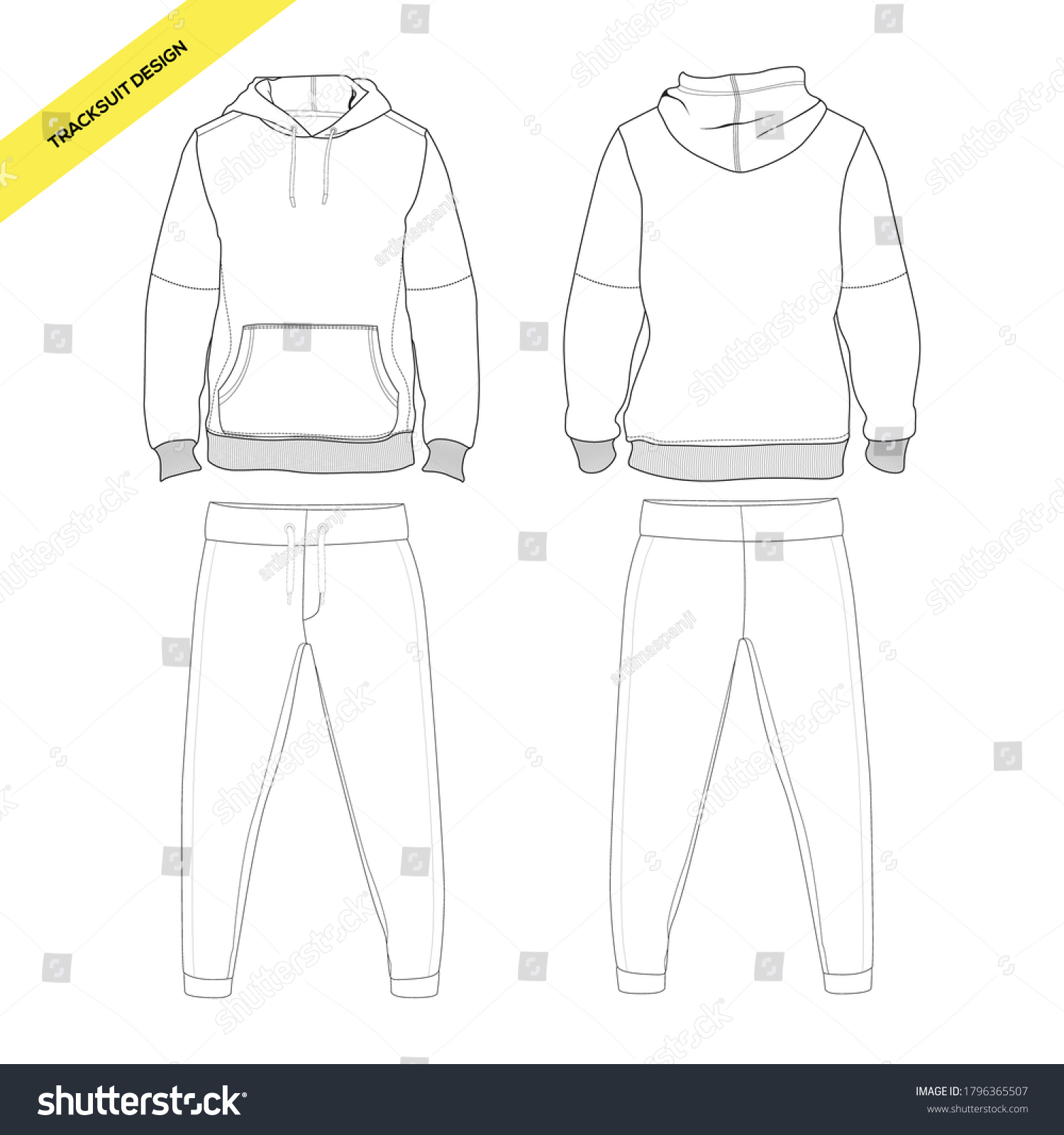 SVG of Modern Style Tracksuit Hoodie and Long-Pants White, Modern Vectorize File Commercial Use svg