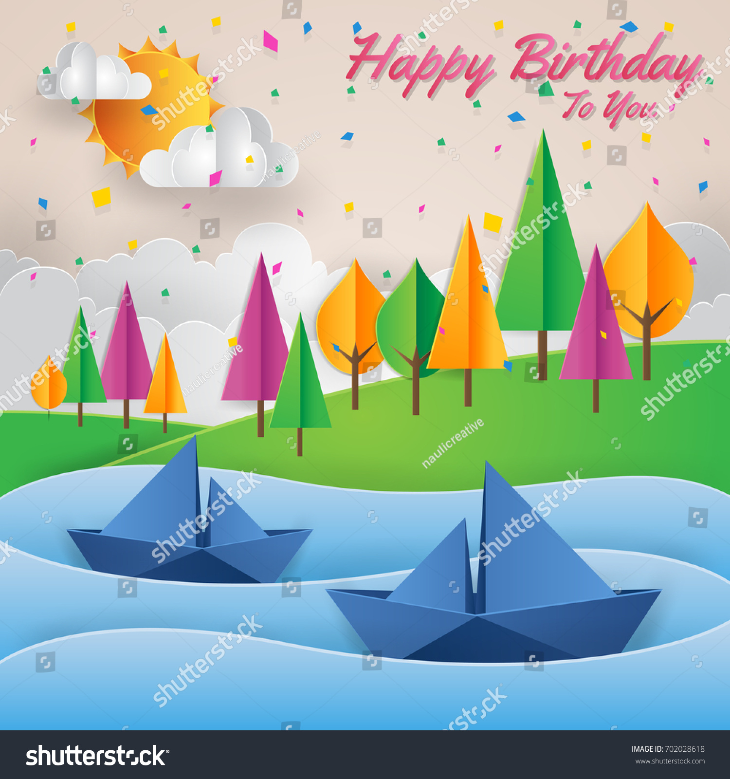 Summer Back Nature Paper Art Stock Vector (Royalty Free) 702028618