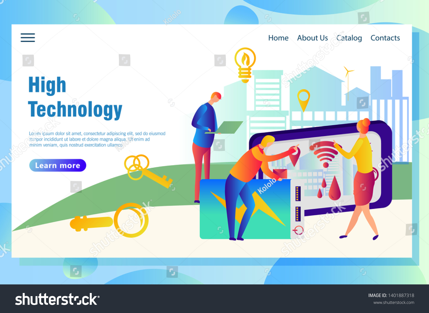 Modern Technological Smart City Web Page Stock Vector Royalty Free