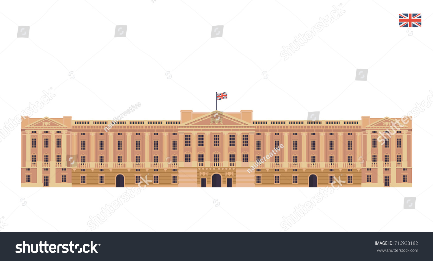 SVG of Modern United Kingdom Famous Tourist Landmark Building Illustration - Buckingham Palace svg