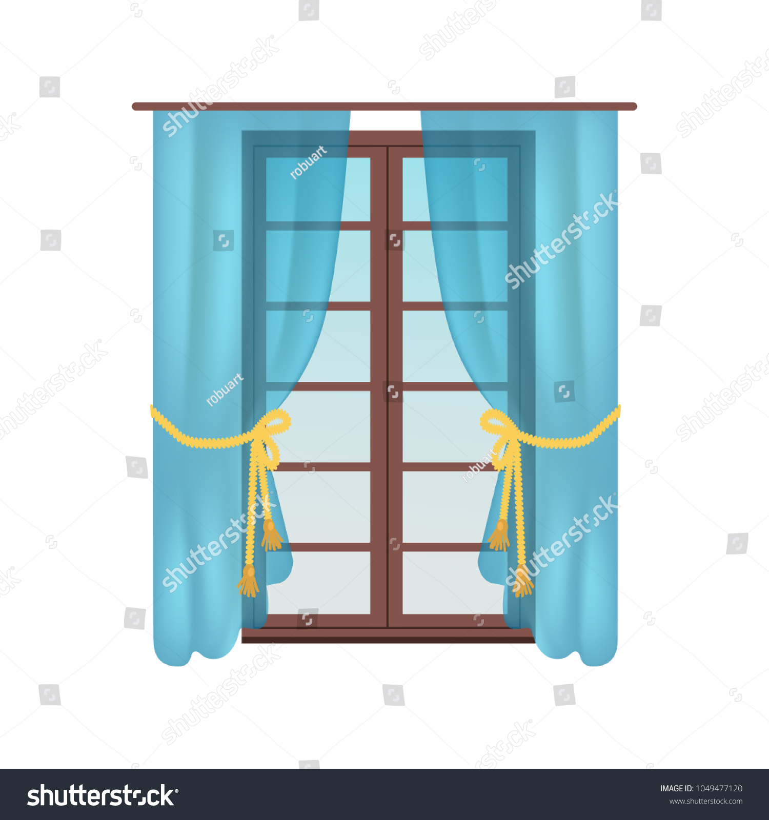 Modern Wooden Window Colorful Vector Illustration Business