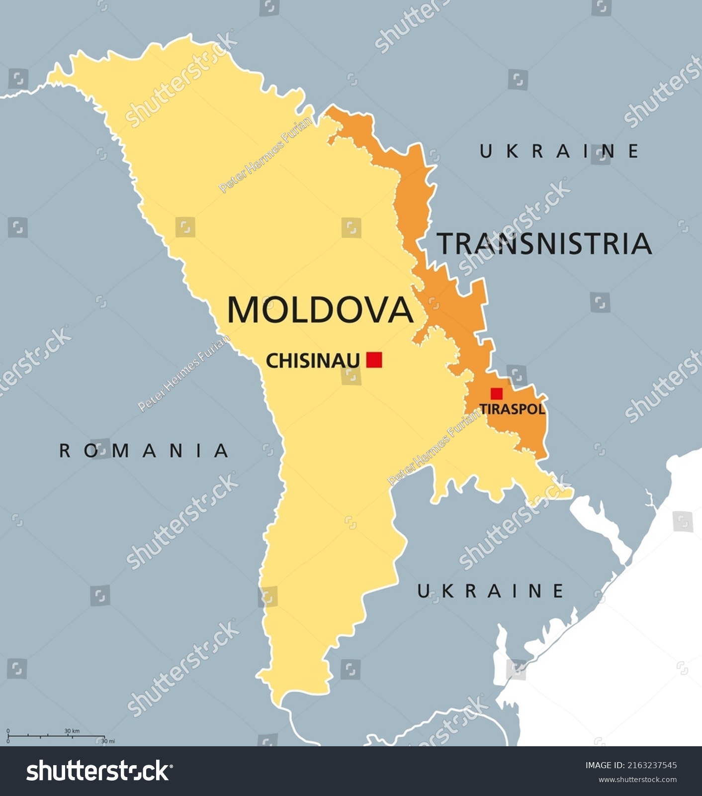 Moldova Transnistria Political Map Republic Moldova Stock Vector ...