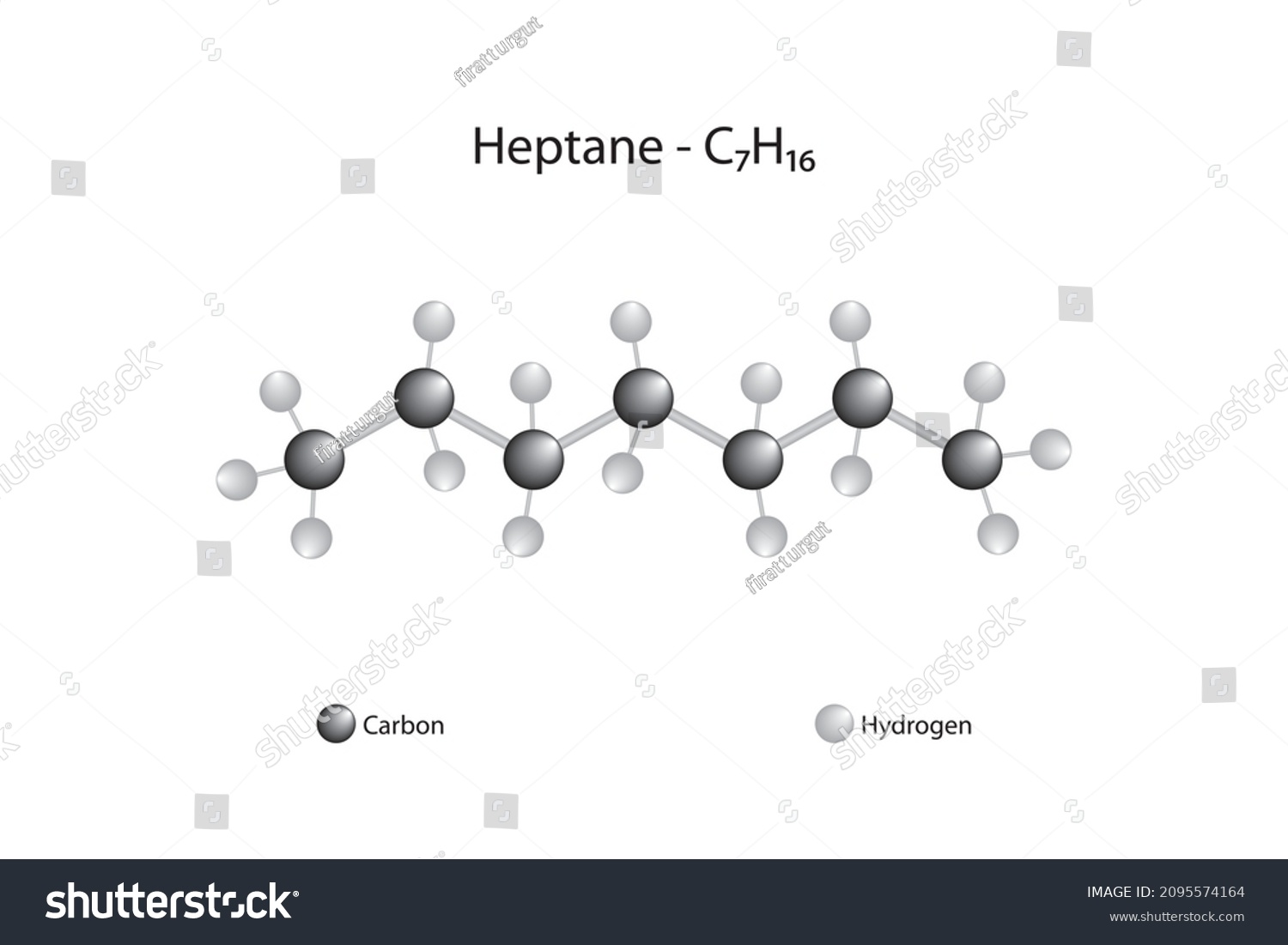 Molecular Formula Heptane Heptane Saturated Hydrocarbon Stock Vector