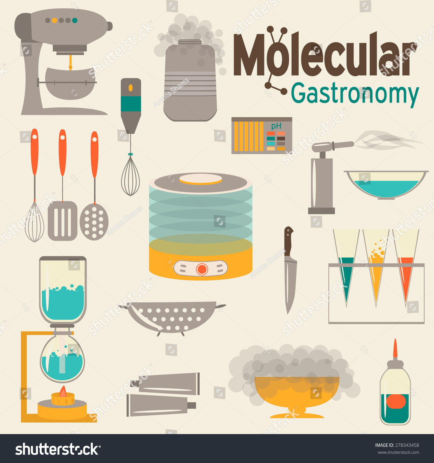 Molecular Gastronomy Flat Set Modernist Cuisine Stock Vector Royalty Free 278343458