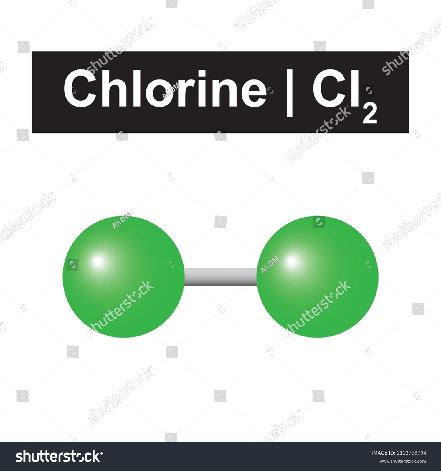 Molecular Model Chlorine Cl2 Molecule Vector Stock Vector (Royalty Free ...