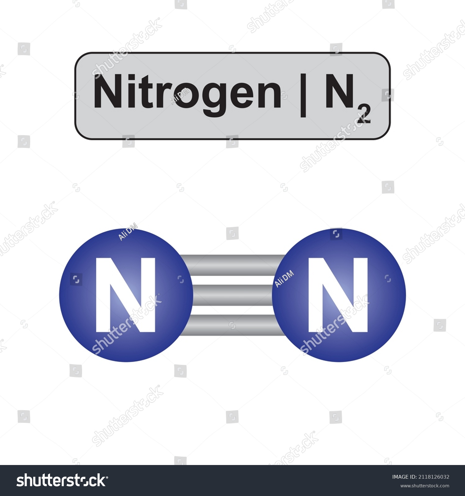 Molecular Model Nitrogen N2 Molecule Vector Stock Vector Royalty Free 2118126032