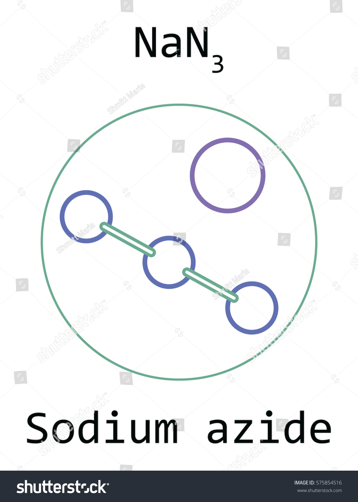 SVG of molecule Sodium azide NaN3 isolated on white svg