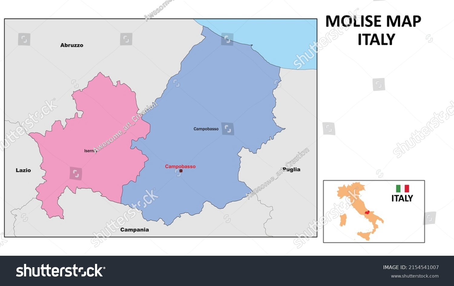 Molise Map State District Map Molise Stock Vector Royalty Free   Stock Vector Molise Map State And District Map Of Molise Political Map Of Molise With Neighboring Countries 2154541007 