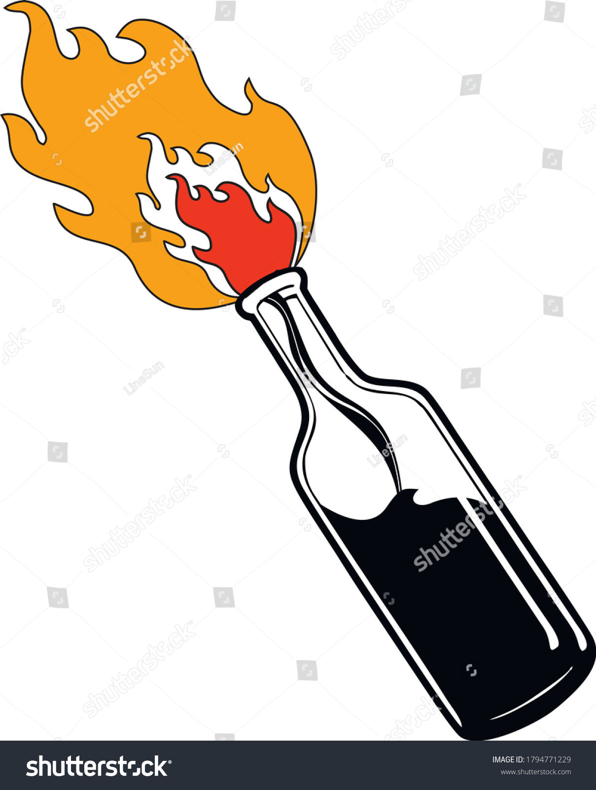 Molotov Cocktail Vector Eps Burning Molotov Stock Vector Royalty Free 1794771229