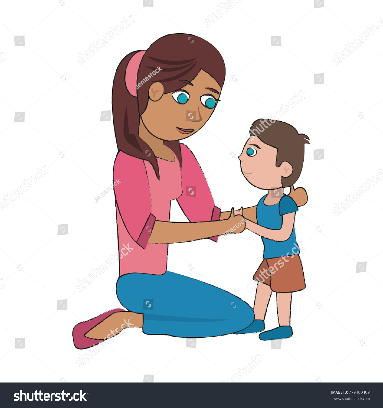 Mom Son Cartoon Vector De Stock Libre De Regal As