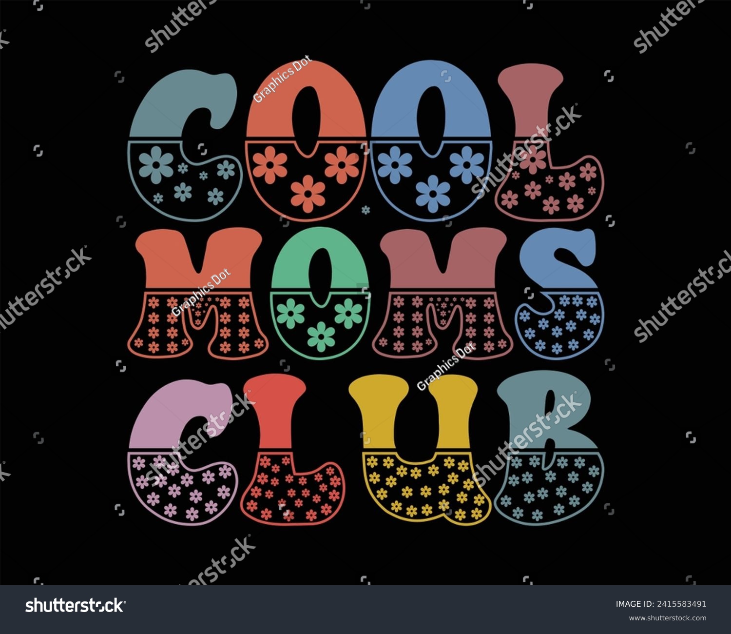 SVG of Mom Cut File,Best Mom Day Design, for mom, lover,Happy Mother's Day Design,gift,Cool Moms Club Retro Design,Cool moms club quote retro wavy colorful Design, svg