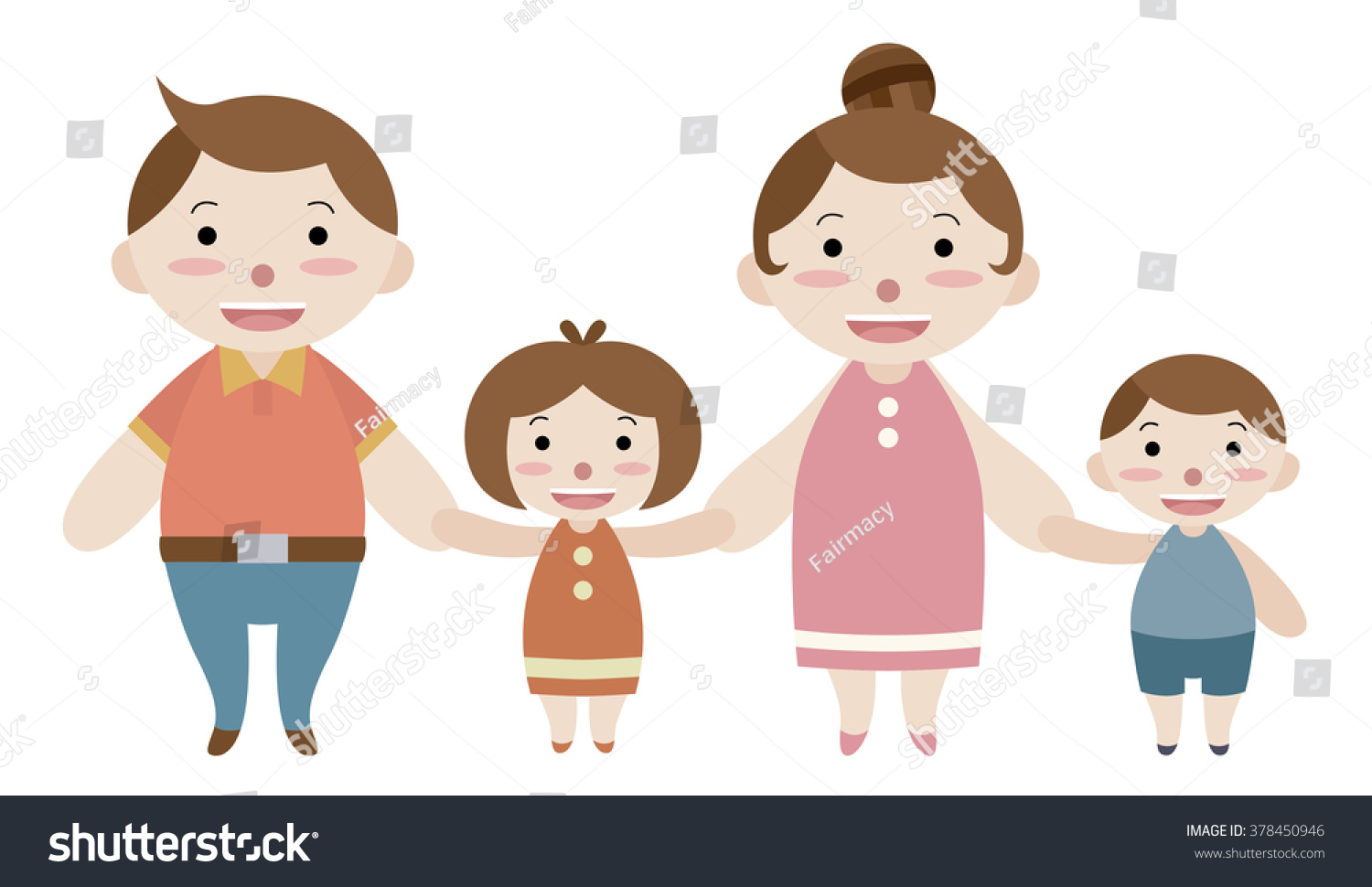 Mom Dad Son Daughter Cartoon Vector Stock Vector 378450946 - Shutterstock