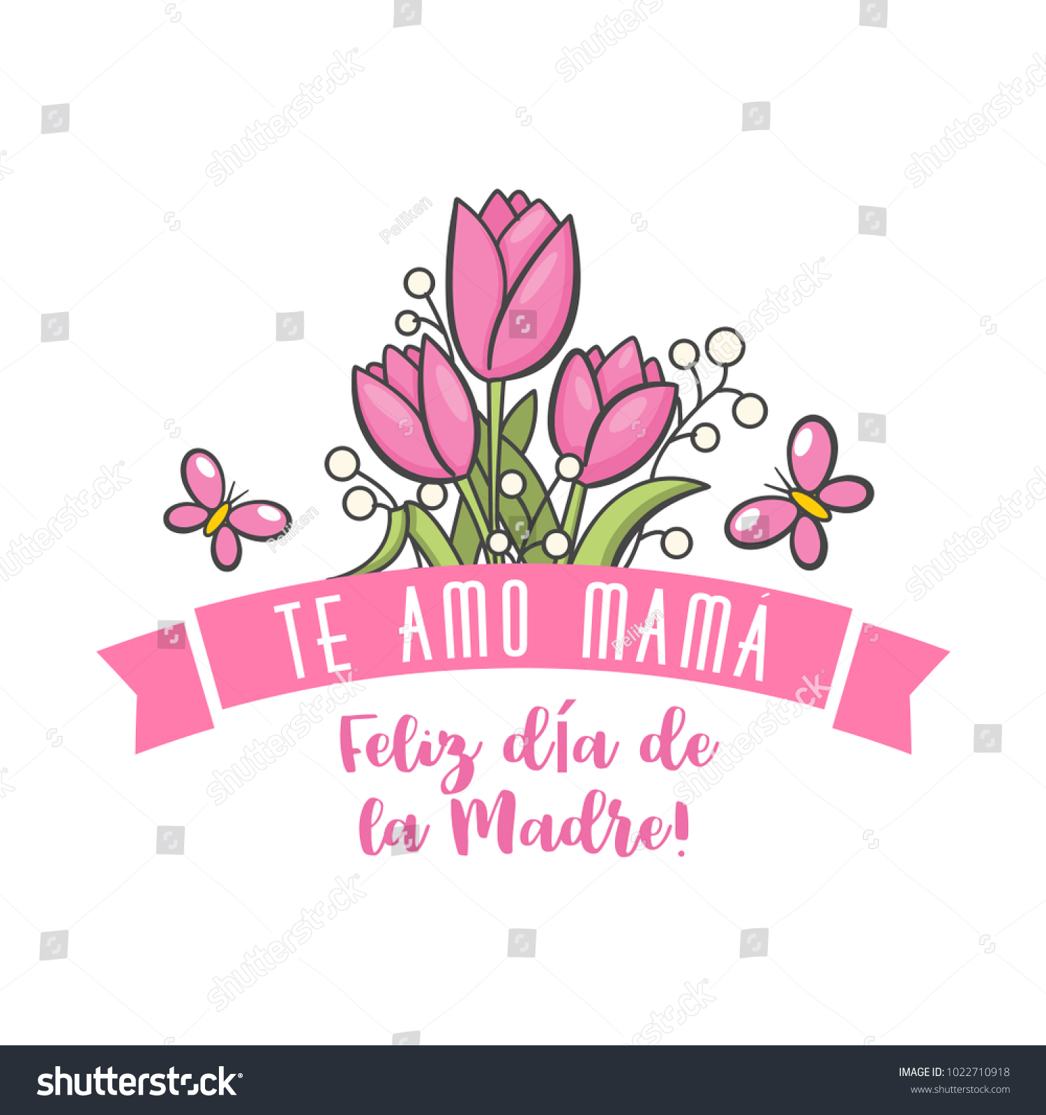 Mom Love You Spanish Mother Day Stock Vector Royalty Free