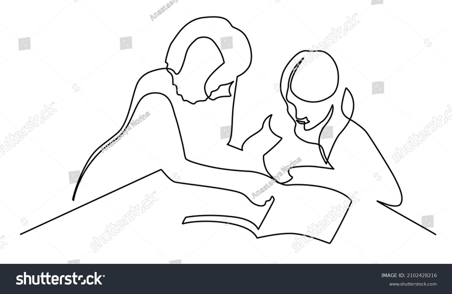 Mom Teaches Daughter Table Book Isolated Stock Vector Royalty Free 2102428216 Shutterstock 4118