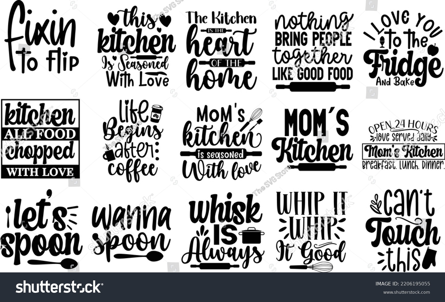 SVG of Mommy Kitchen SVG quotes bundle, typography mommy SVG design file ,cut file  svg