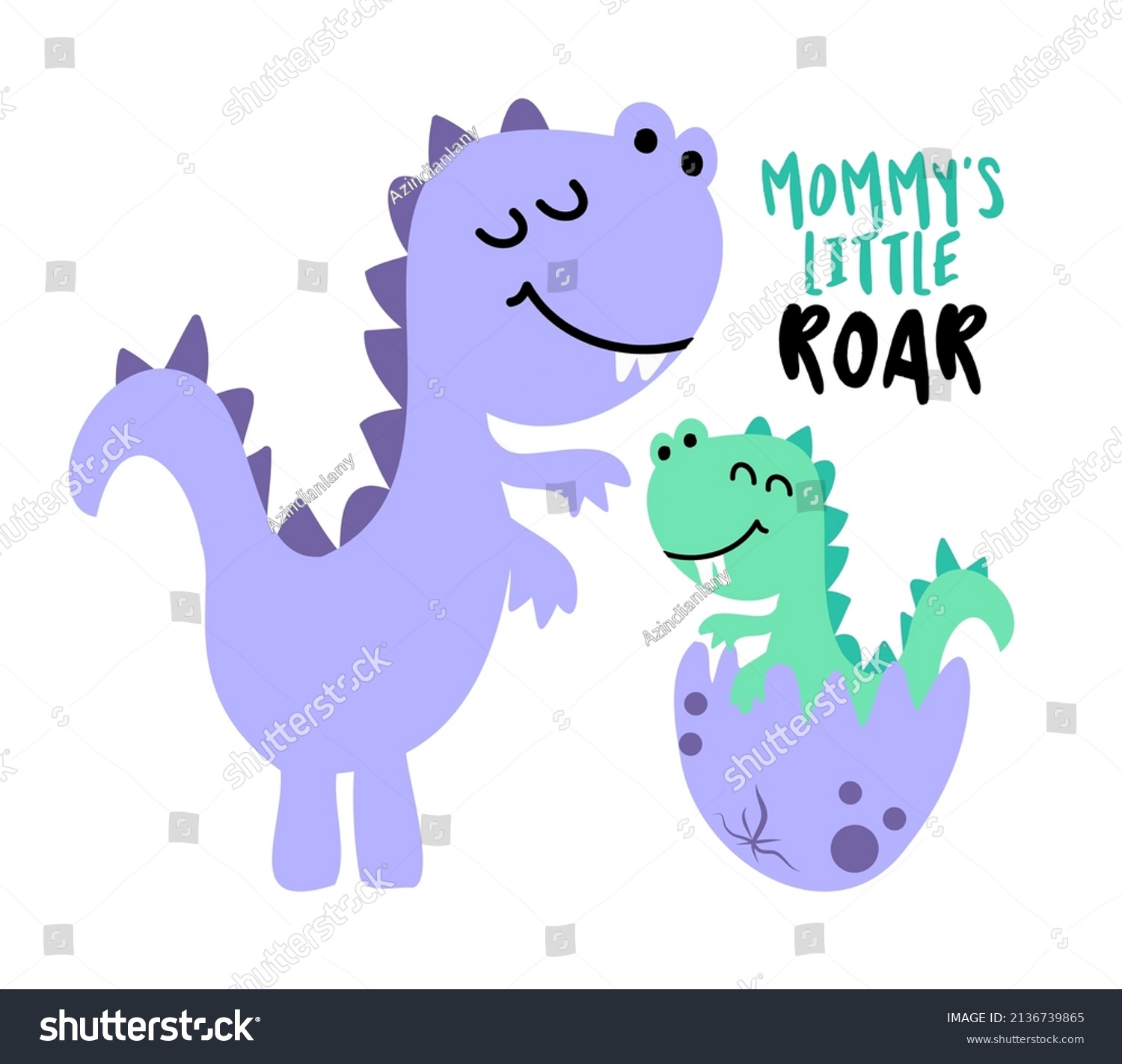 SVG of Mommy's little Roar - Mother's Day cute hand drawn t rex illustration. Jurassic greeting card. Good for poster, banner, textile, gift, shirt, mugs. Dinosaur animal love card. svg