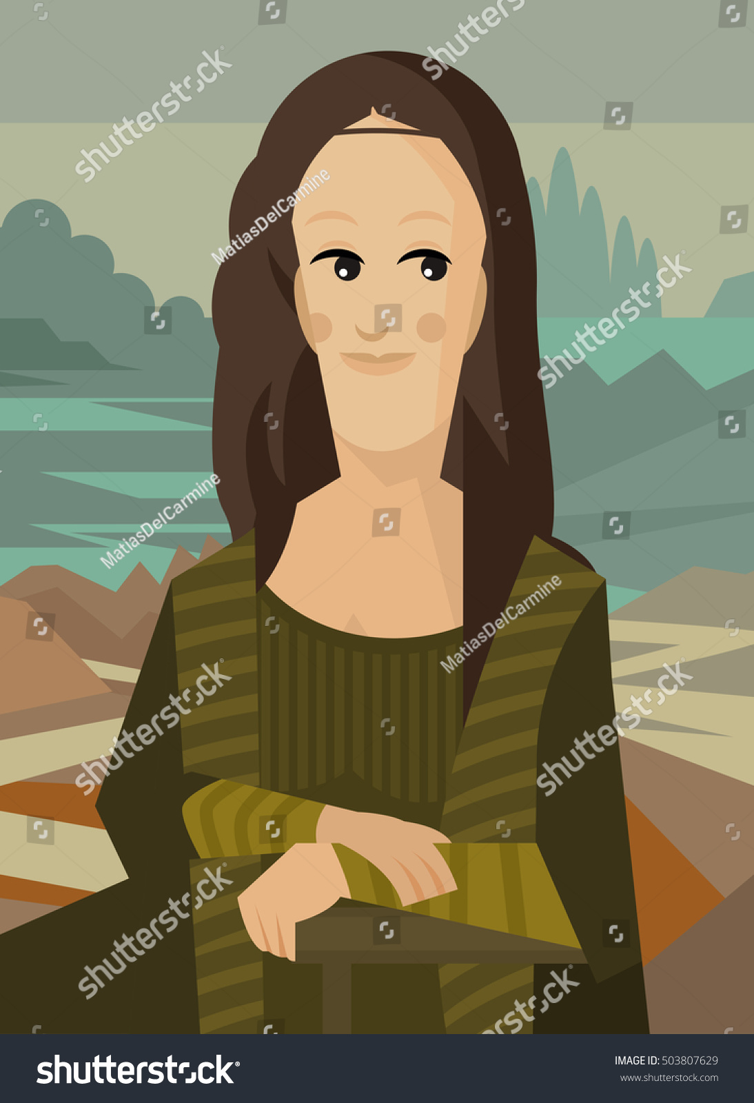 Mona Lisa Da Vinci Painting Cartoon Stock Vector 503807629 - Shutterstock