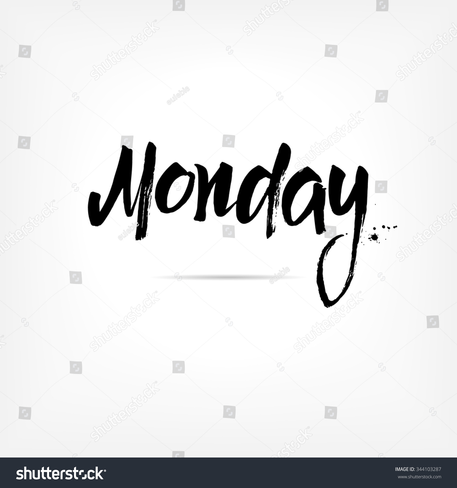 Monday Hand Written Brush Typography Isolated Stock Vector 344103287 ...