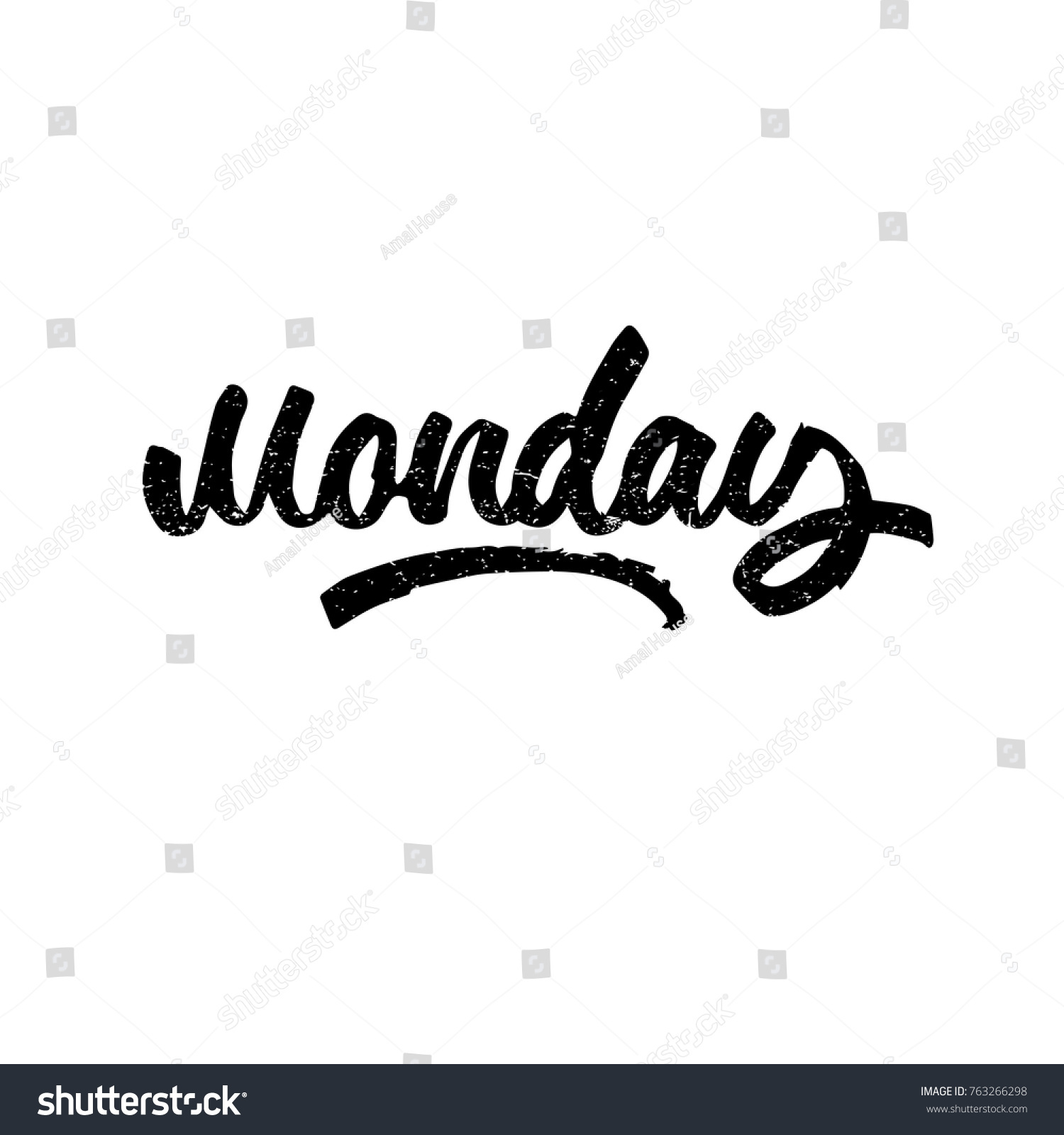 Monday Ink Hand Lettering Modern Brush Stock Vector (Royalty Free ...