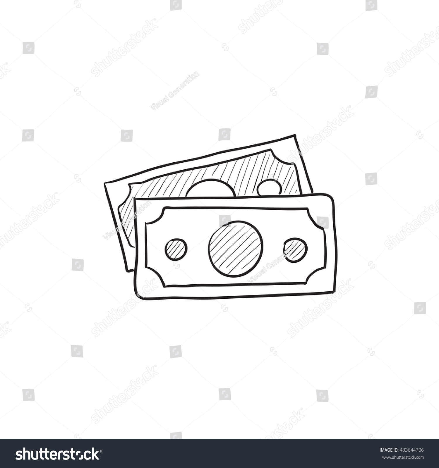 Money Banknotes Vector Sketch Icon Isolated Stock Vector (Royalty Free ...