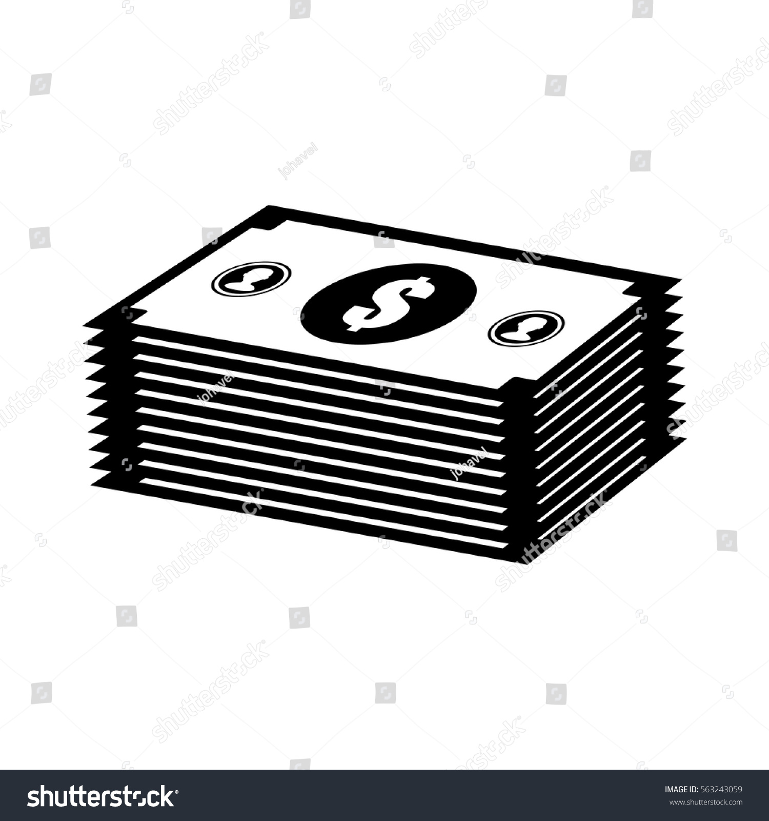 Money Bills Wad Cash Over White Stock Vector (Royalty Free) 563243059