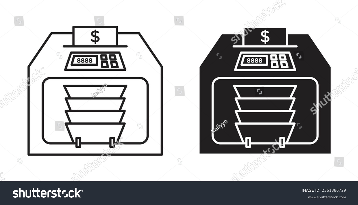 SVG of Money counting machine icon set. money counter vector symbol in black filled and outlined style. svg