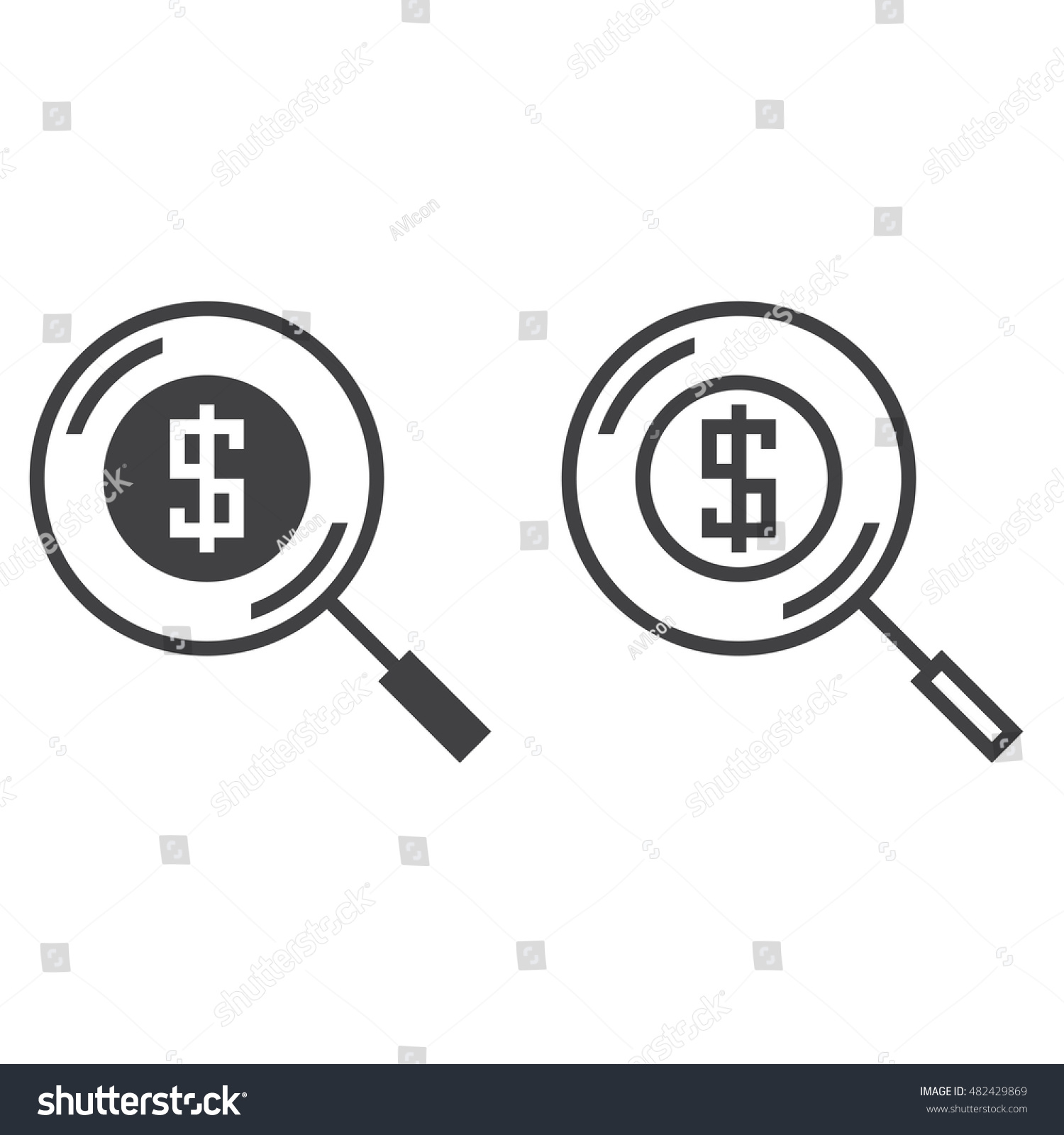 Money Search Symbol Find Funding Line Stock Vector Royalty - 