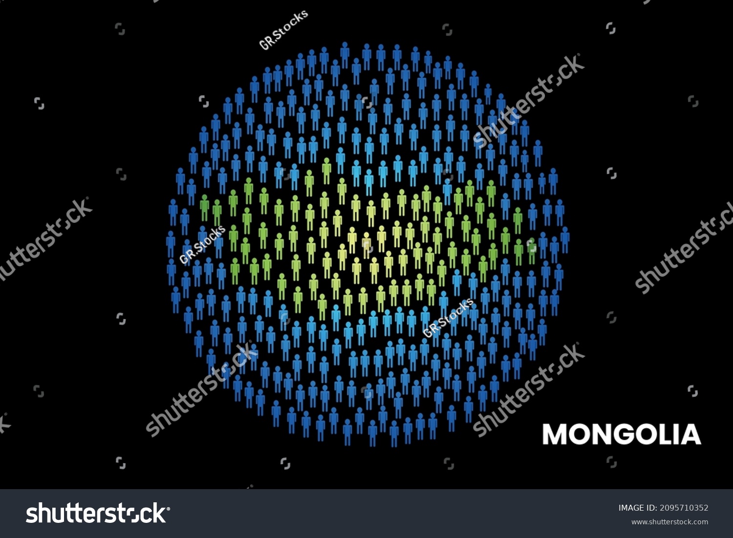 Mongolia Population People Map Globe Vector Stock Vector (Royalty Free