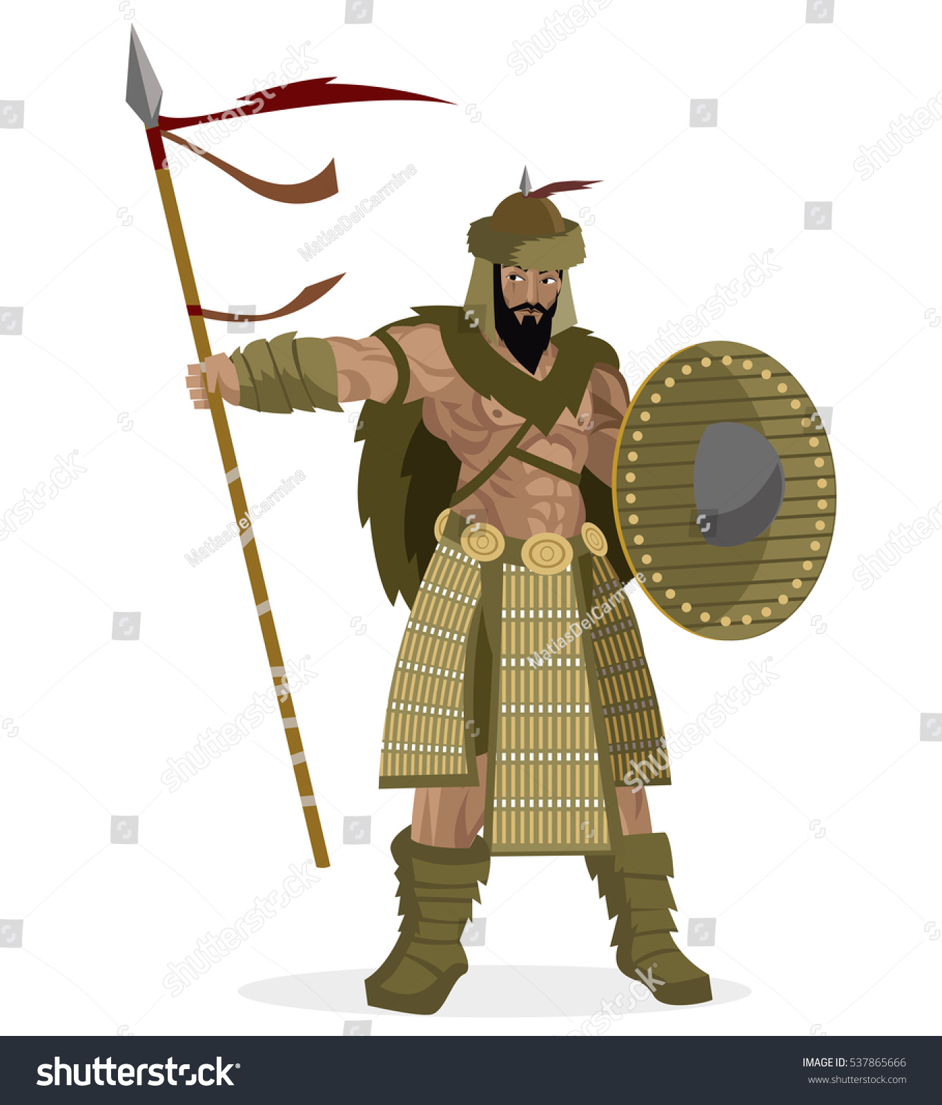 Mongolian Brave Warrior With Spear Stock Vector 537865666 : Shutterstock