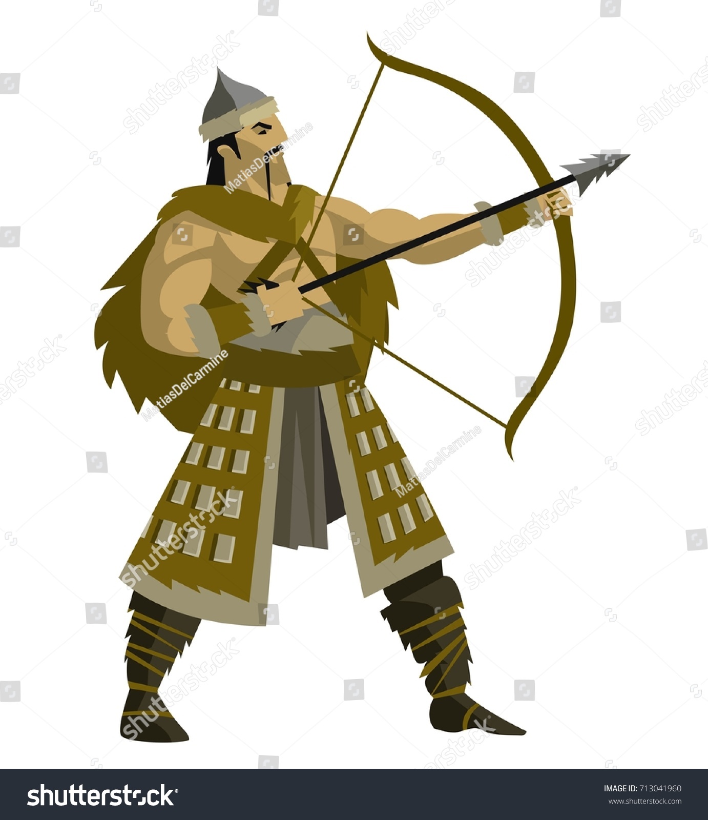 Mongolian Warrior Archer Arrow Bow Stock Vector (Royalty Free ...