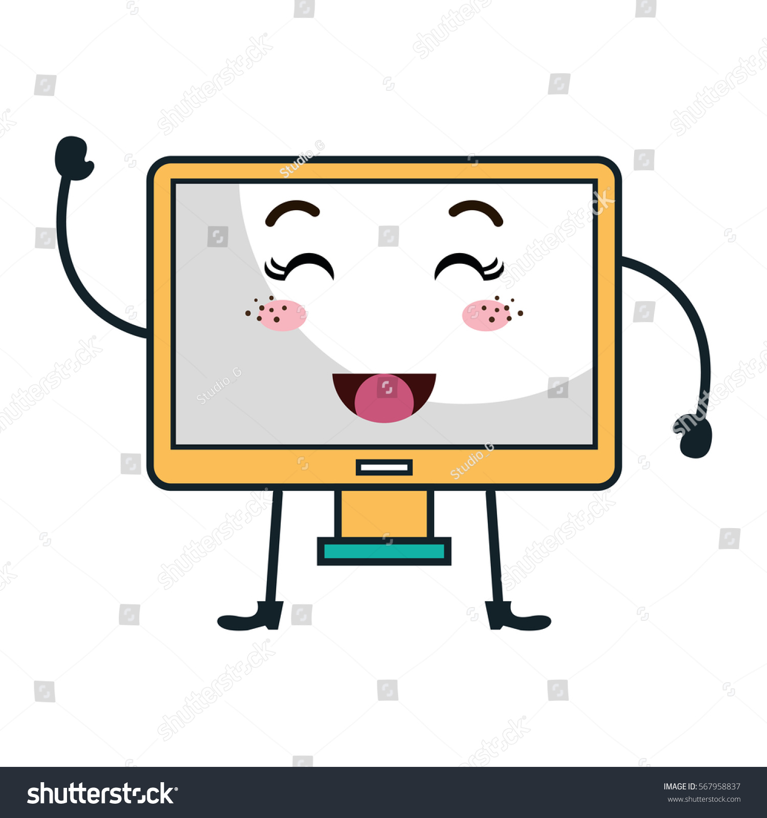 Monitor Computer Kawaii Character Stock Vector (royalty Free) 567958837 