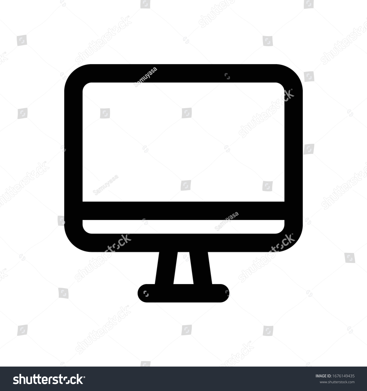 Monitor Line Icon White Isolated Background Stock Vector (Royalty Free ...