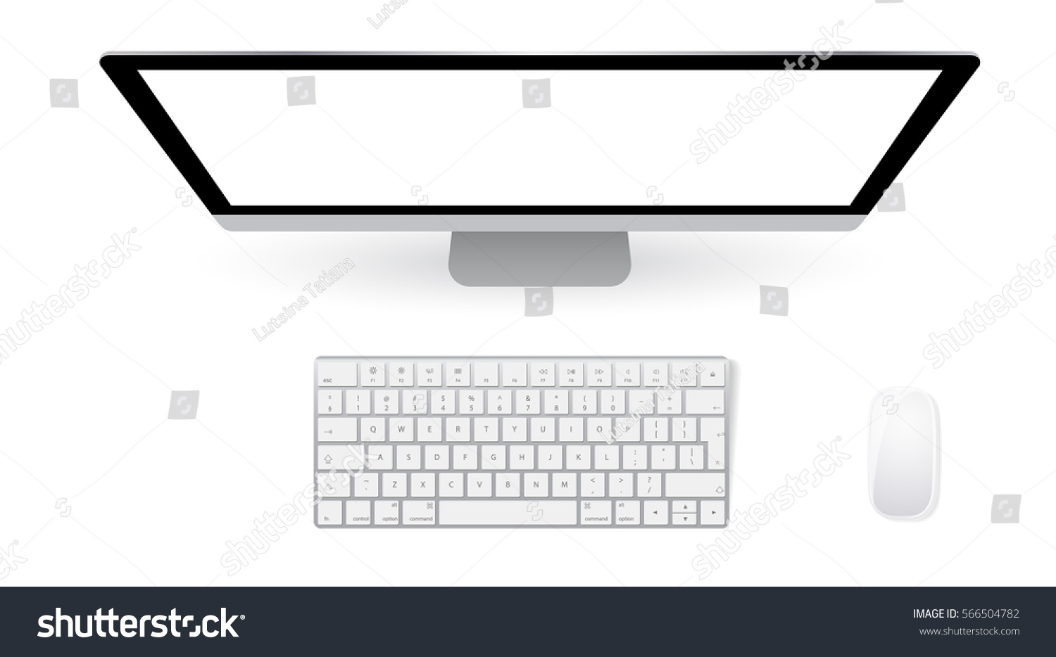 Monitor Pc Keyboard Mouse Top View Stock Vector 566504782 - Shutterstock