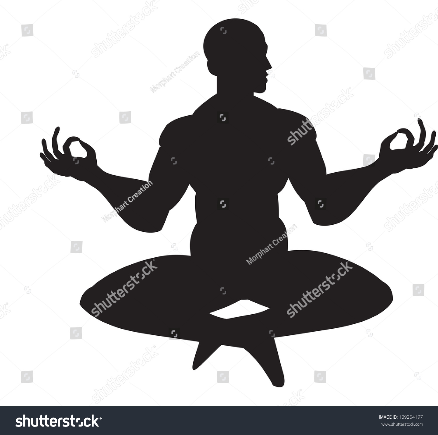 Monk In Meditation, Silhouette, Vector Illustration - 109254197 ...