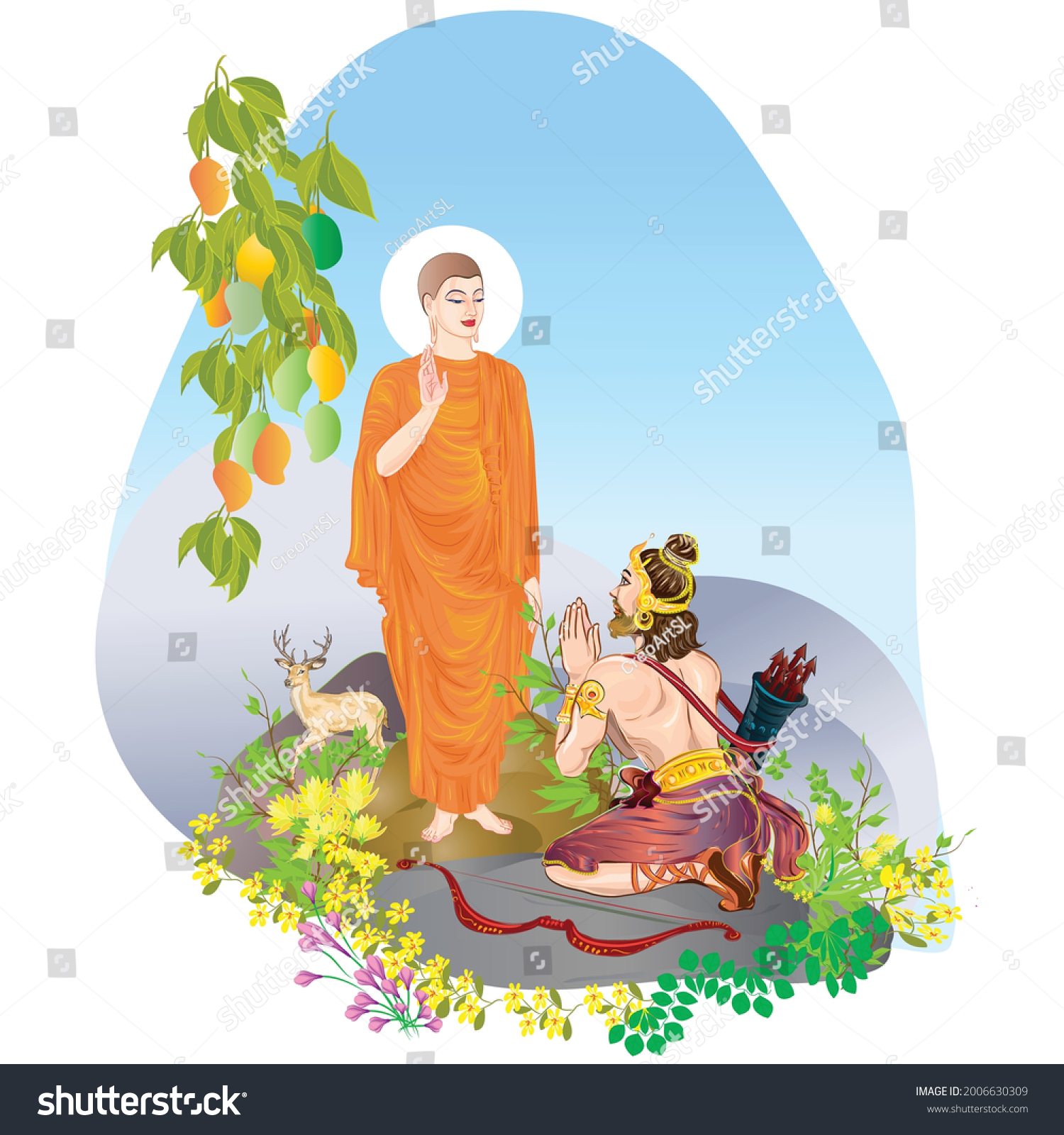 Monk Mihindu Came Mihintale Sri Lanka Stock Vector (Royalty Free ...