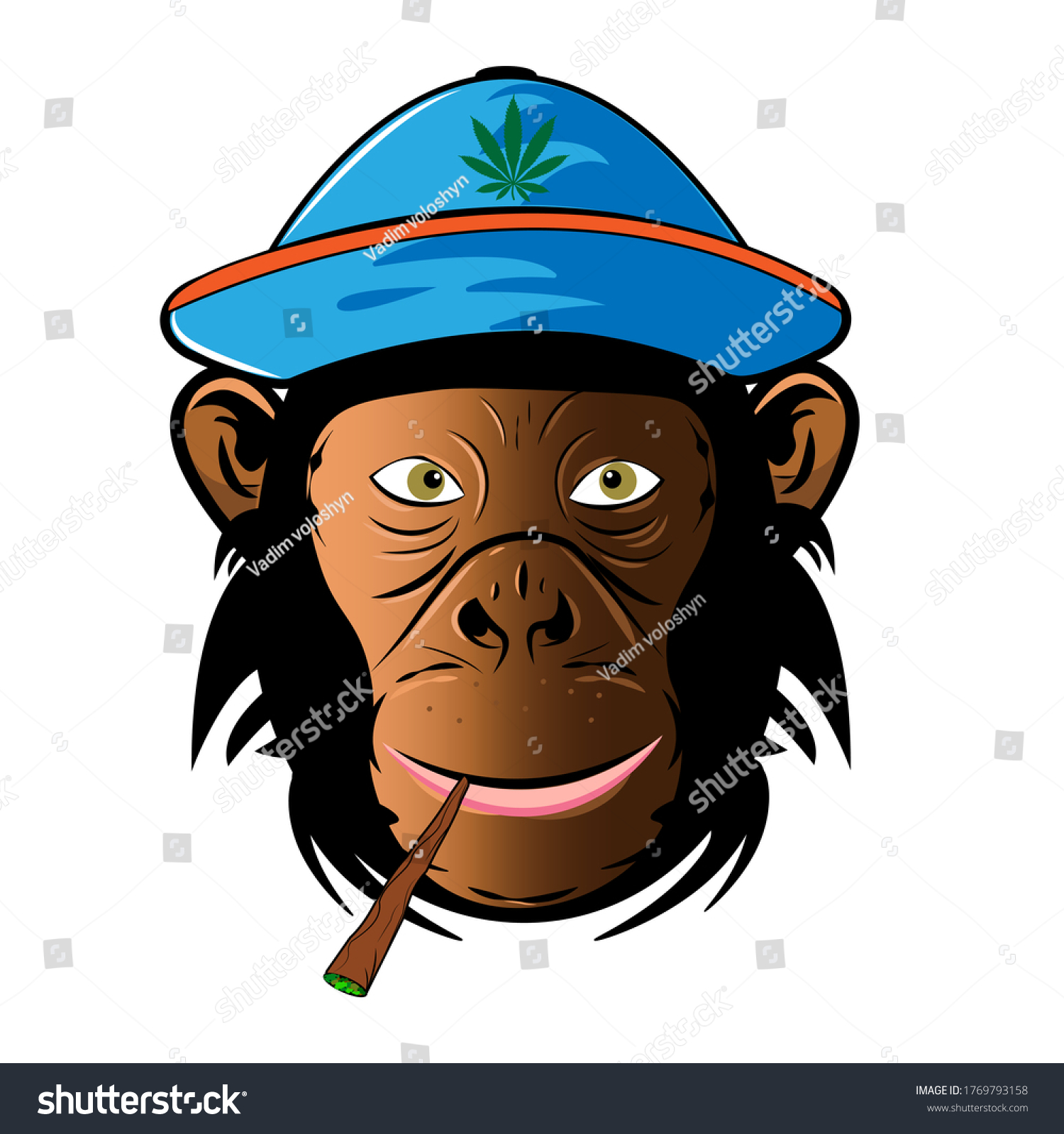 Monkey Hat Cannabis Leaf Joint Mouth 
