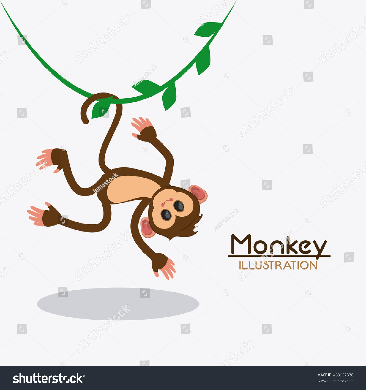 Monkey Leaves Cartoon Animal Ape Icon Stock Vector (Royalty Free ...