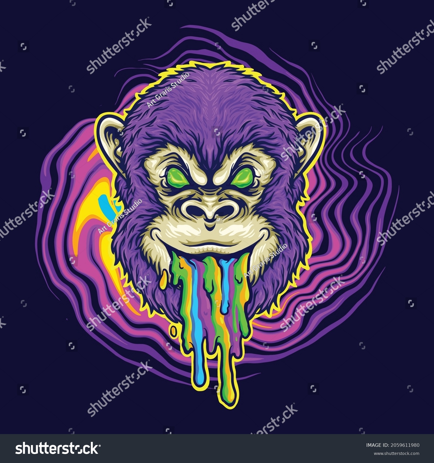 SVG of Monkey Trippy Psychedelic Vector illustrations for your work Logo, mascot merchandise t-shirt, stickers and Label designs, poster, greeting cards advertising business company or brands. svg