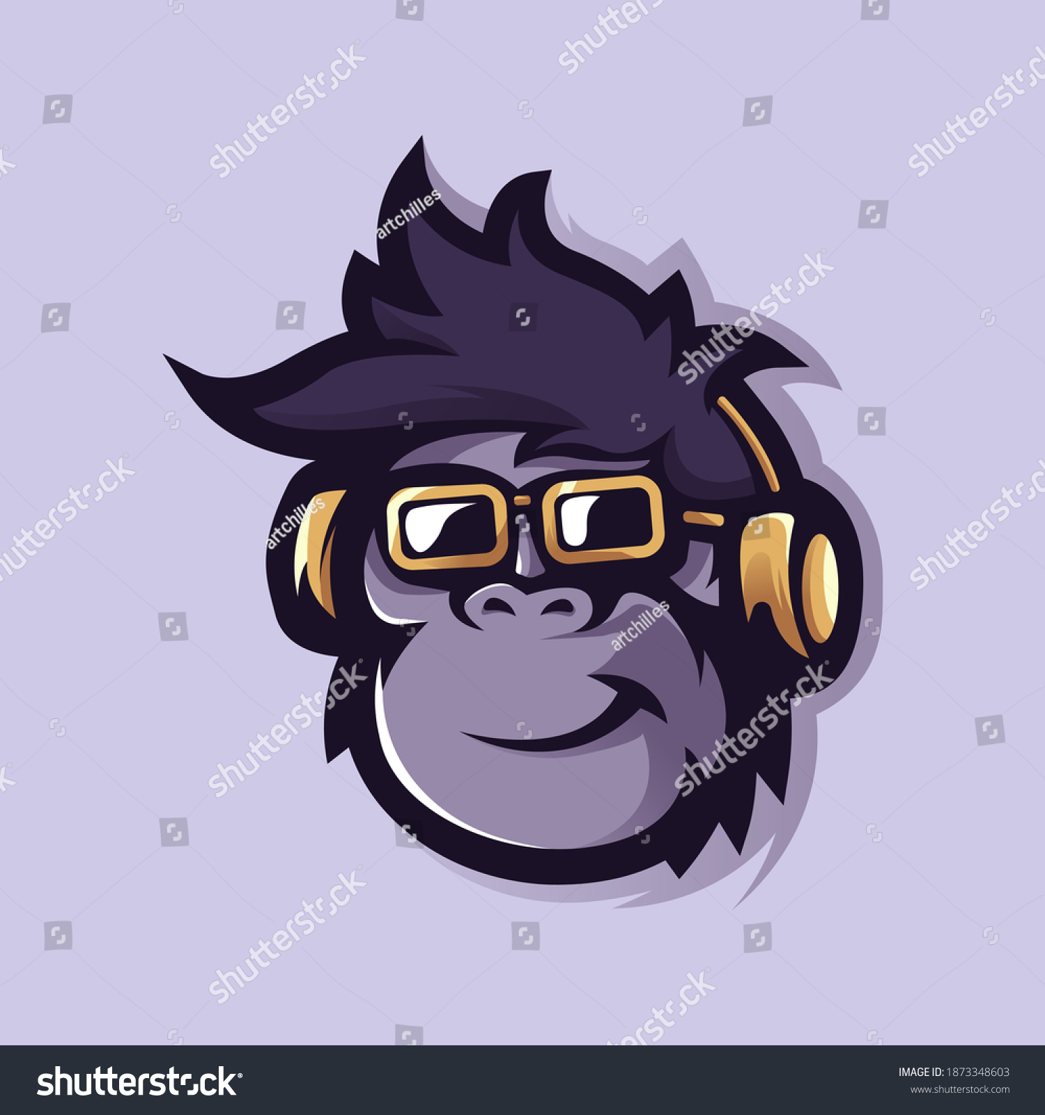 Monkey Glasses Headphones Monkeys Logo Sport Stock Vector (Royalty Free ...