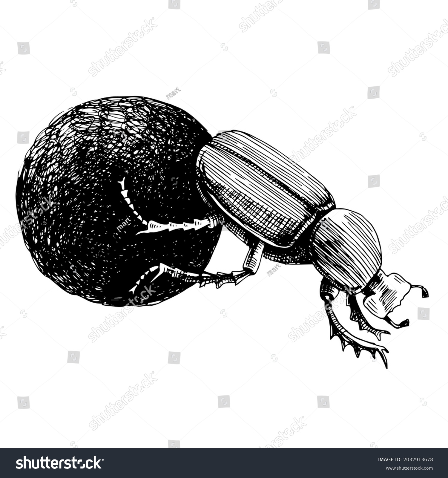 SVG of Monochrome African Dung Beetle rolling ball svg
