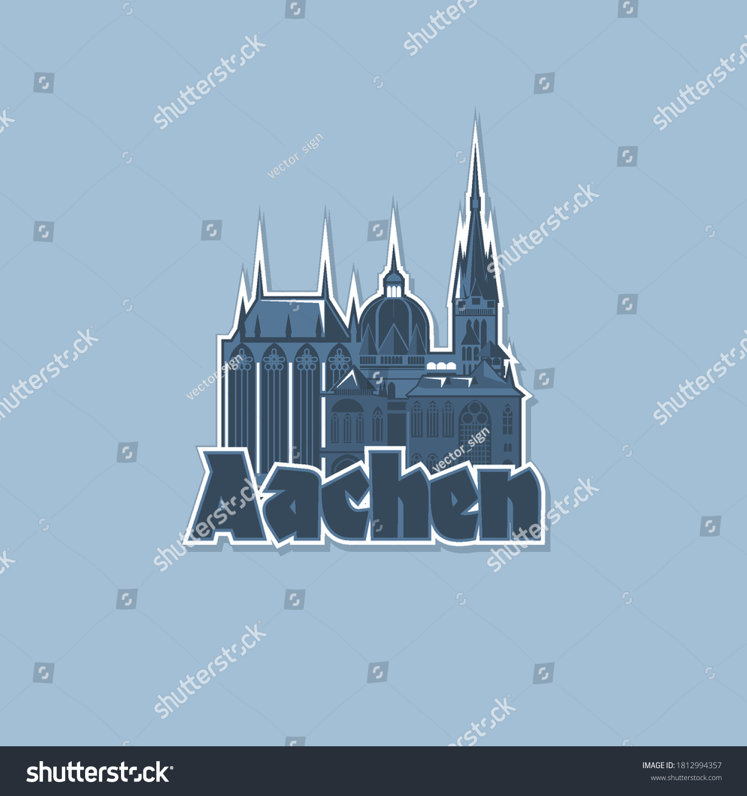 SVG of Monochrome badge, magnet of the city of Aachen. svg
