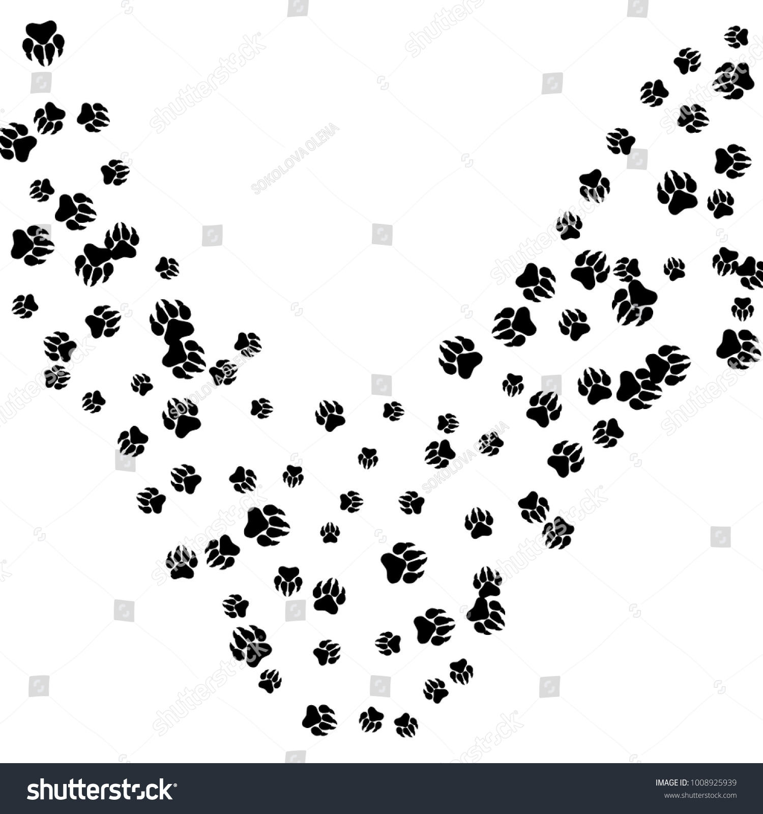 Monochrome Bear Footprints Black White Prints Stock Vector (Royalty ...