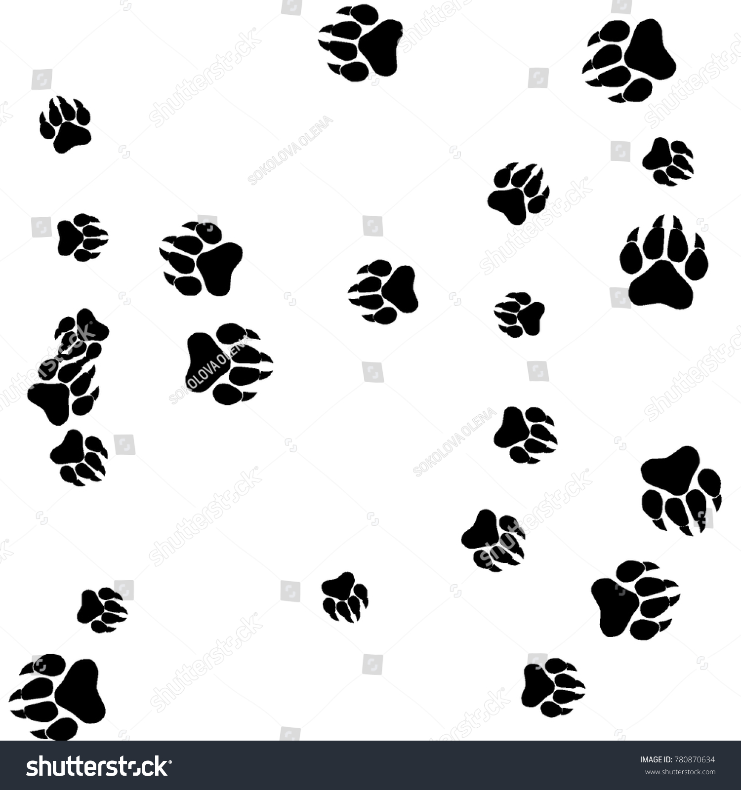 Monochrome Bear Footprints Black White Prints Stock Vector (Royalty ...