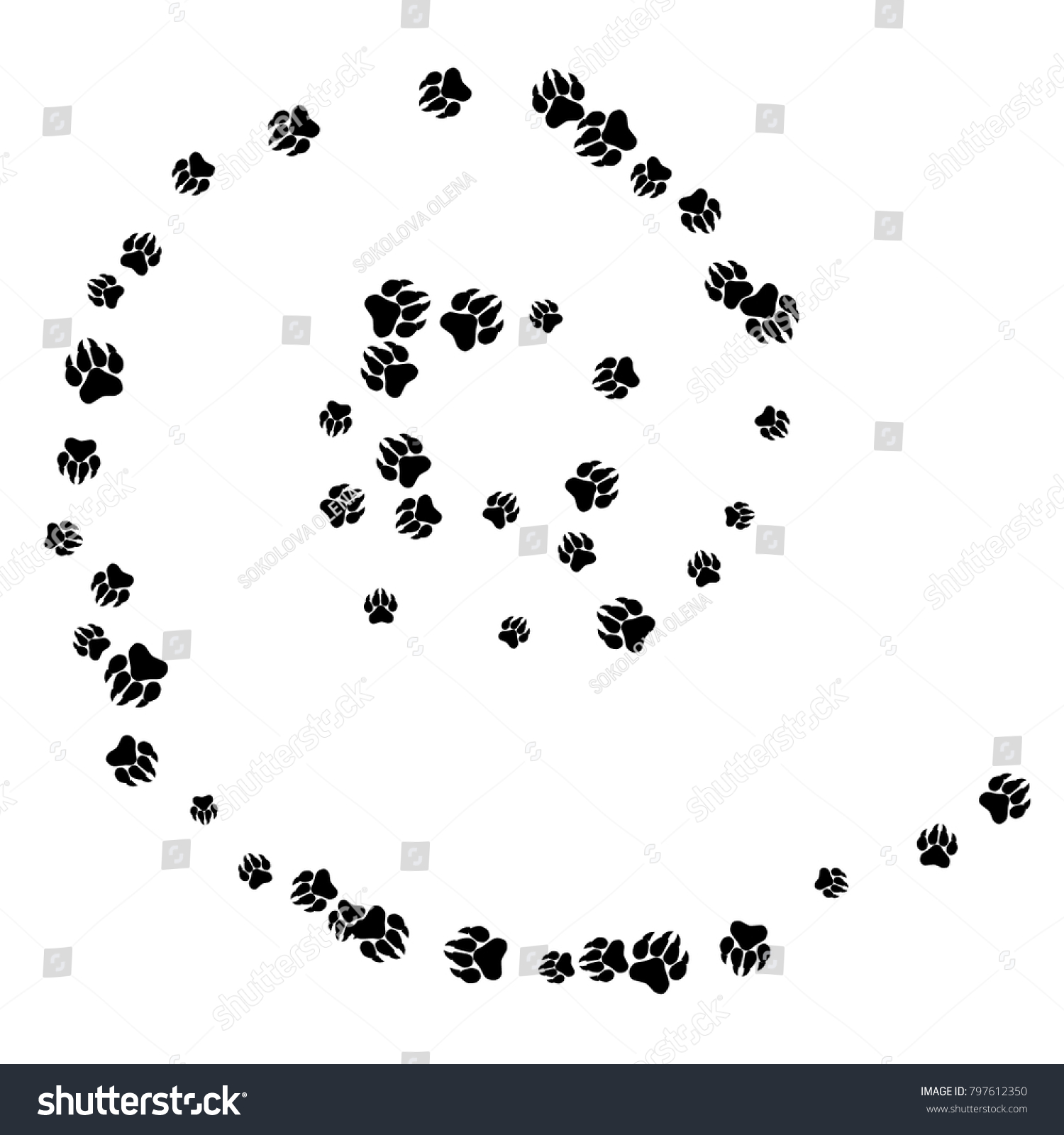 Monochrome Bear Footprints Black White Prints Stock Vector (Royalty ...