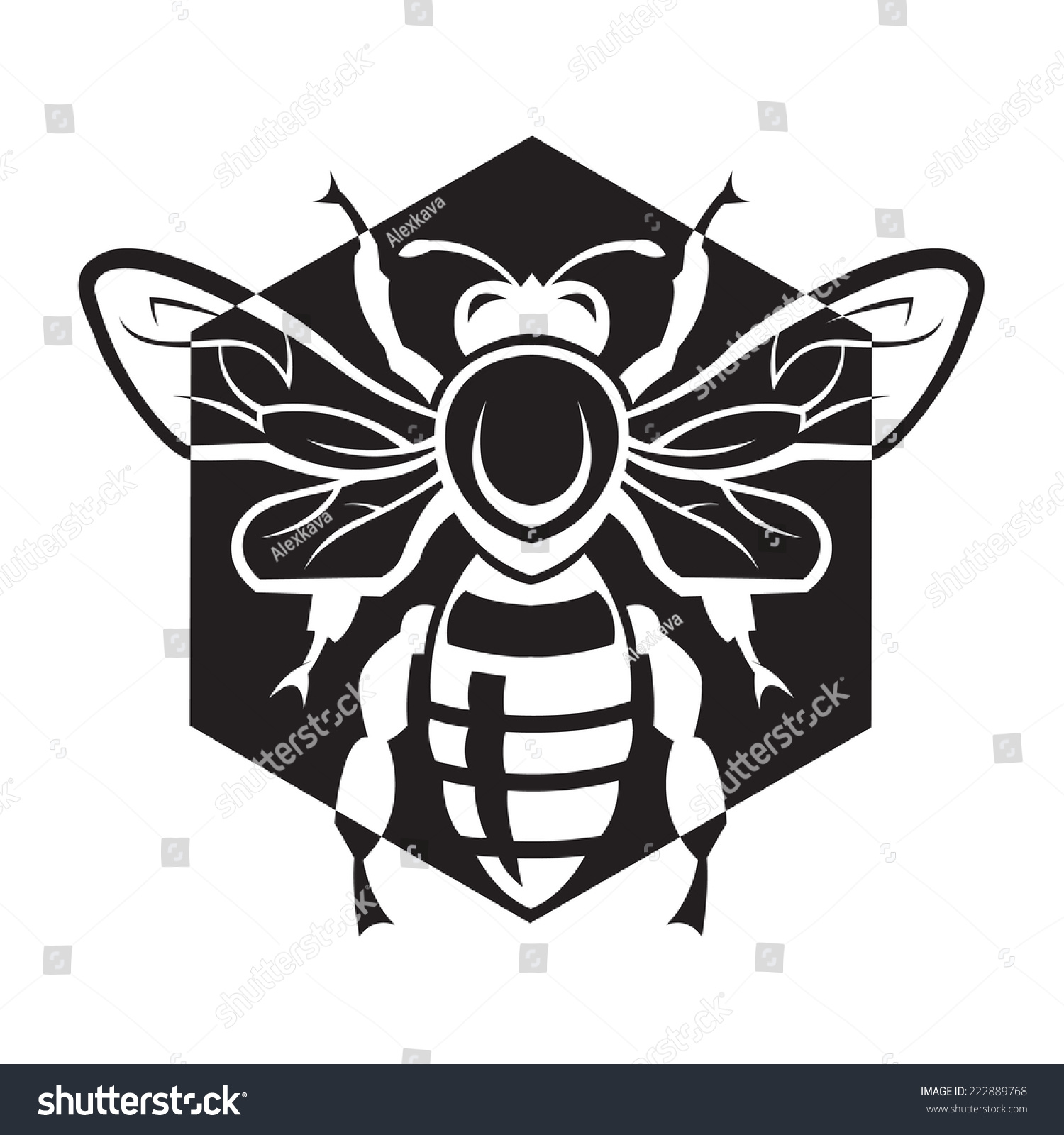 Monochrome Design Bee Honeycomb Stock Vector 222889768 - Shutterstock