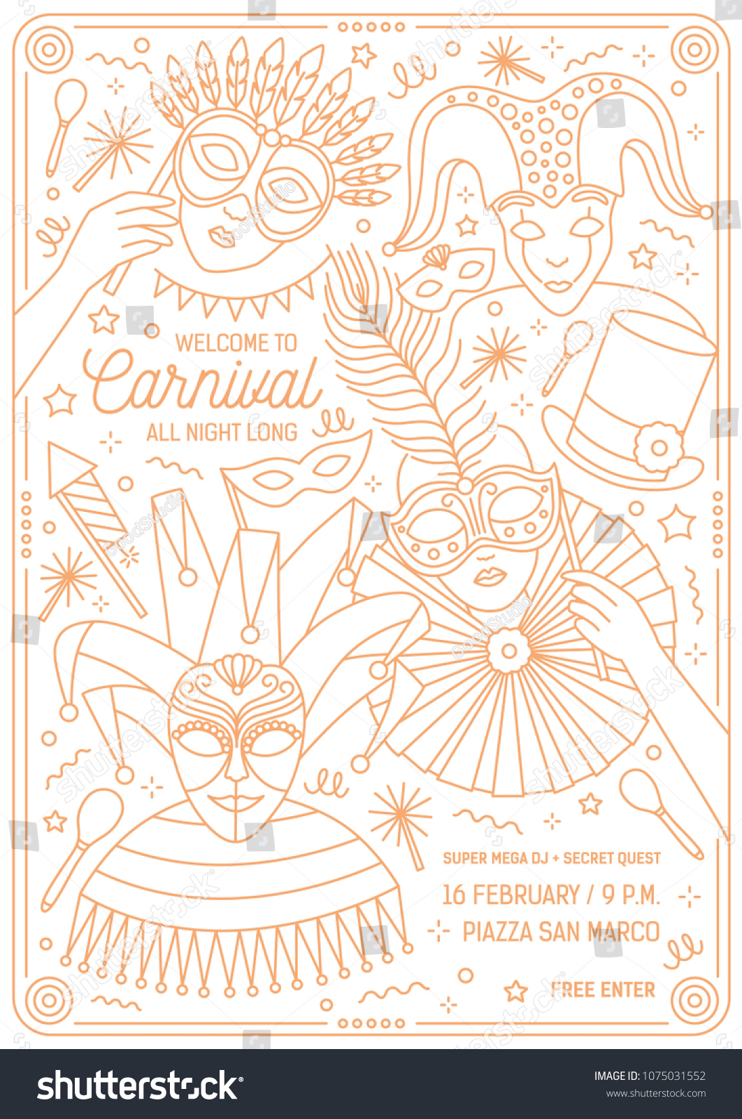monochrome flyer poster invitation template venetian stock vector
