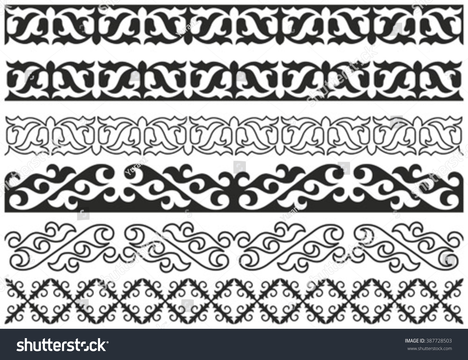 Monochrome Pattern Traditional Kazakh Style Stock Vector (Royalty Free ...