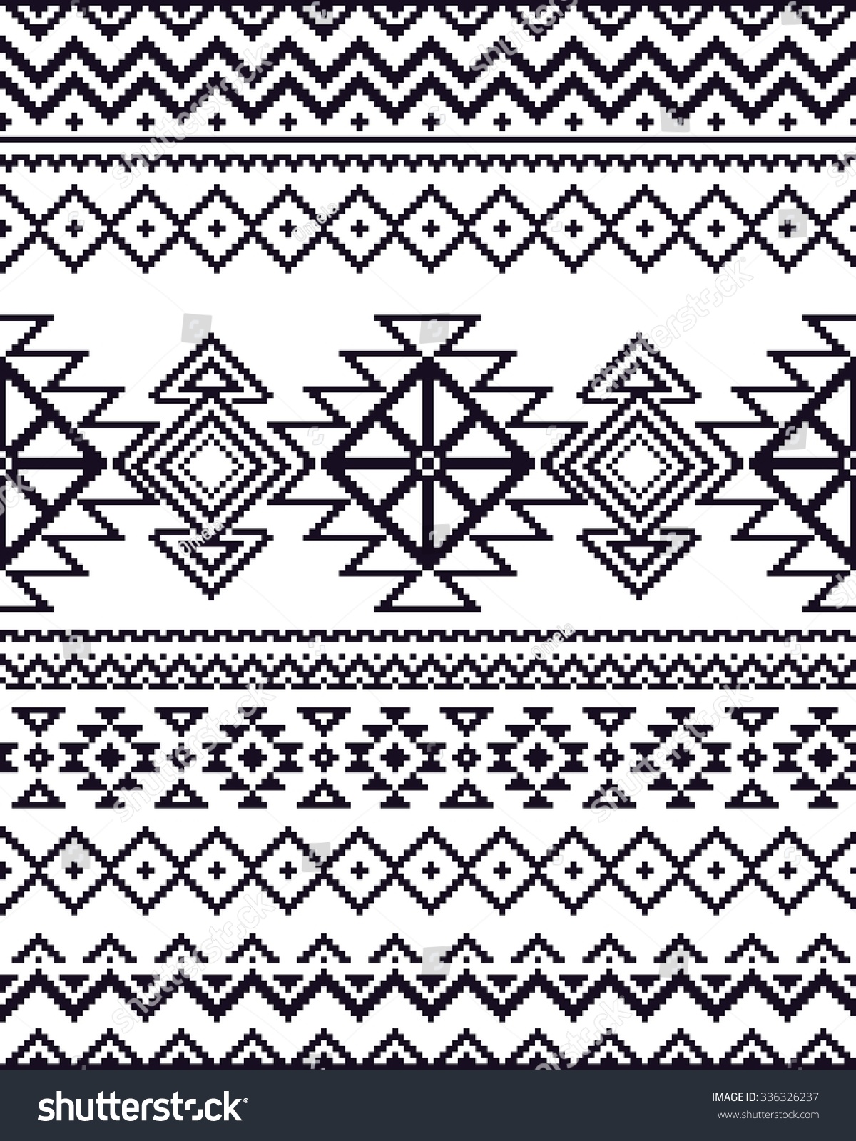 Monochrome Seamless Background Pixel Pattern Aztec Stock Vector ...